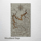 Lake Acworth & Lake Altoona, GA - Street Map on Wood