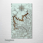 Lake Acworth & Lake Altoona, GA - Street Map on Wood