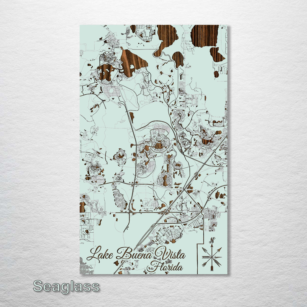 Lake Buena Vista, FL - Street Map on Wood