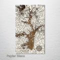 Lake Hartwell, SC - Street Map on Wood