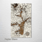 Lake Hartwell, SC - Street Map on Wood