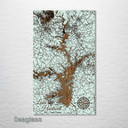 Lake Hartwell, SC - Street Map on Wood