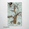 Lake Hartwell, SC - Street Map on Wood