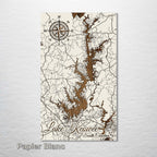Lake Keowee, SC - Street Map on Wood