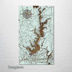 Lake Keowee, SC - Street Map on Wood