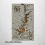 Lake Keowee, SC - Street Map on Wood
