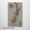 Lake Keowee, SC - Street Map on Wood