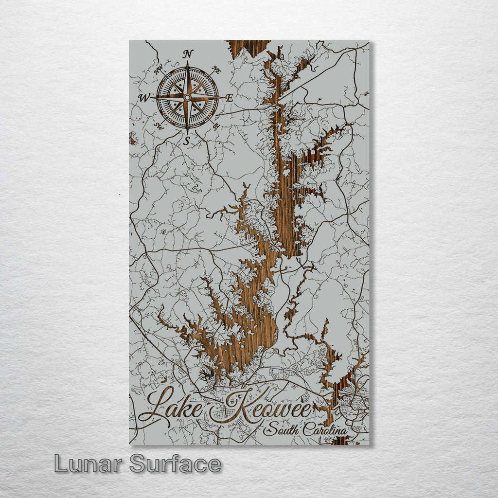 Lake Keowee, SC - Street Map on Wood