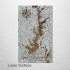 Lake Keowee, SC - Street Map on Wood