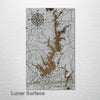 Lake Keowee, SC - Street Map on Wood