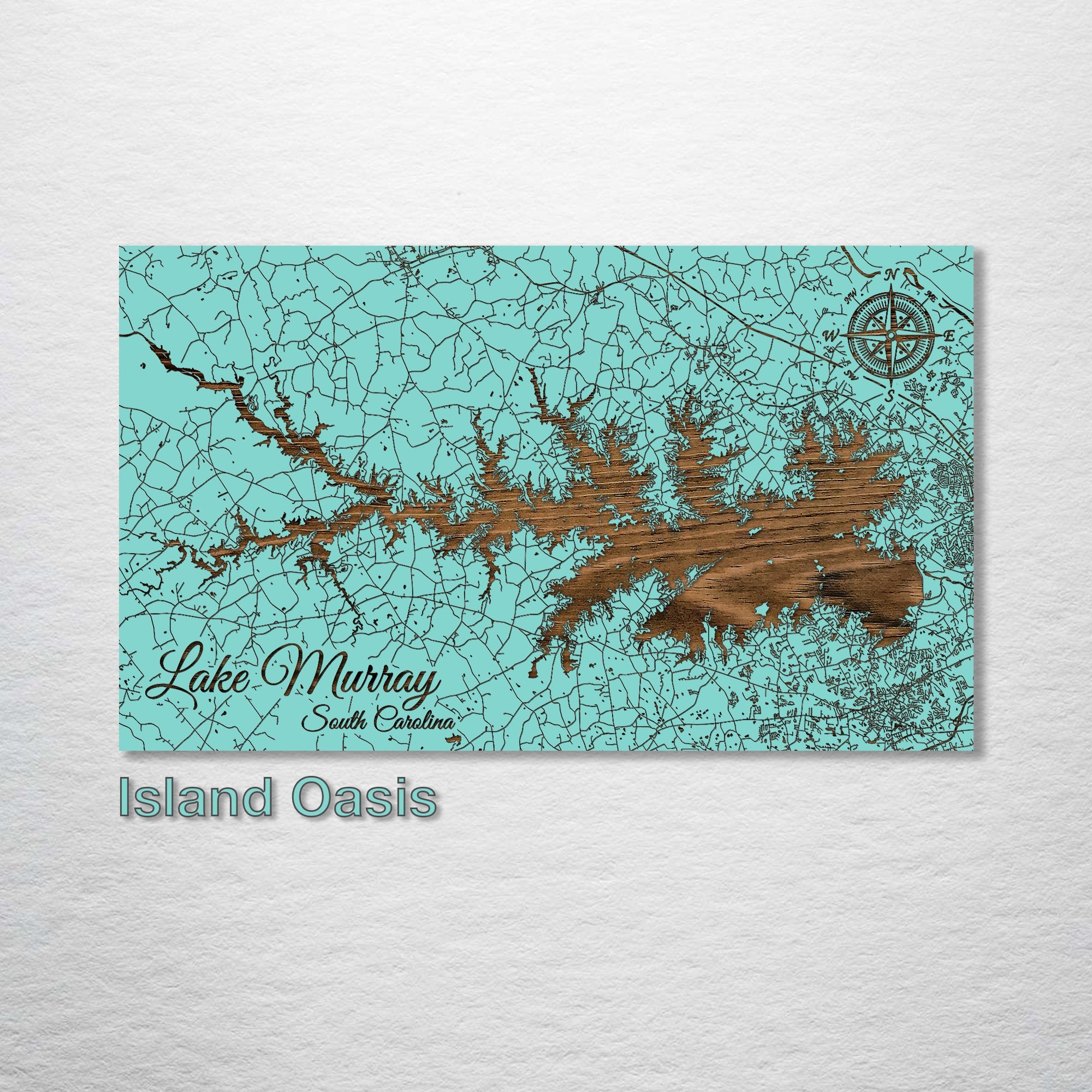 Lake Murray, SC - Street Map on Wood