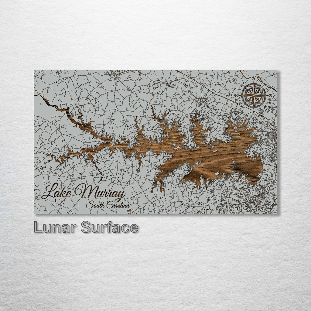 Lake Murray, SC - Street Map on Wood