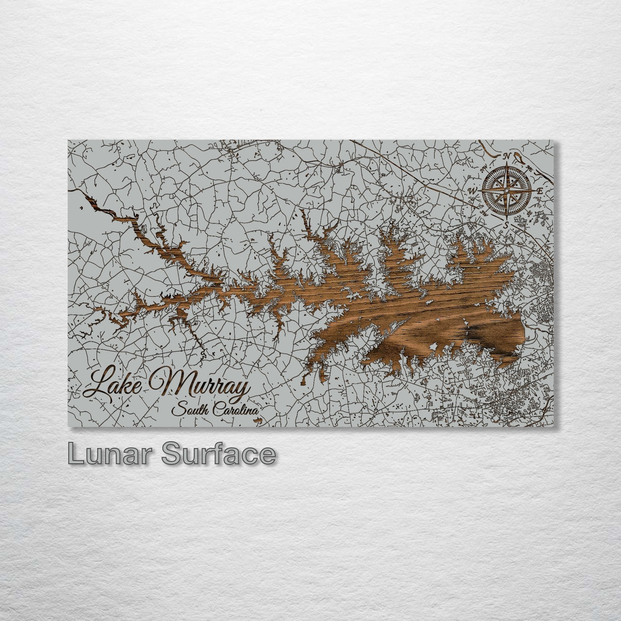 Lake Murray, SC - Street Map on Wood
