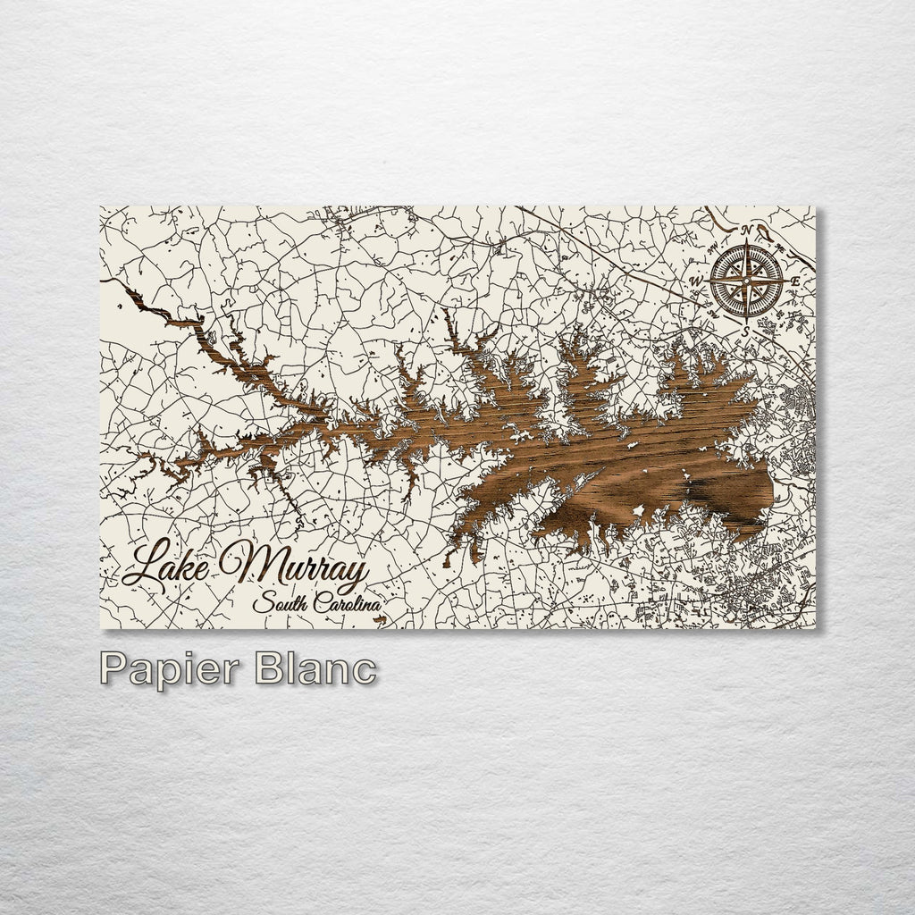 Lake Murray, SC - Street Map on Wood