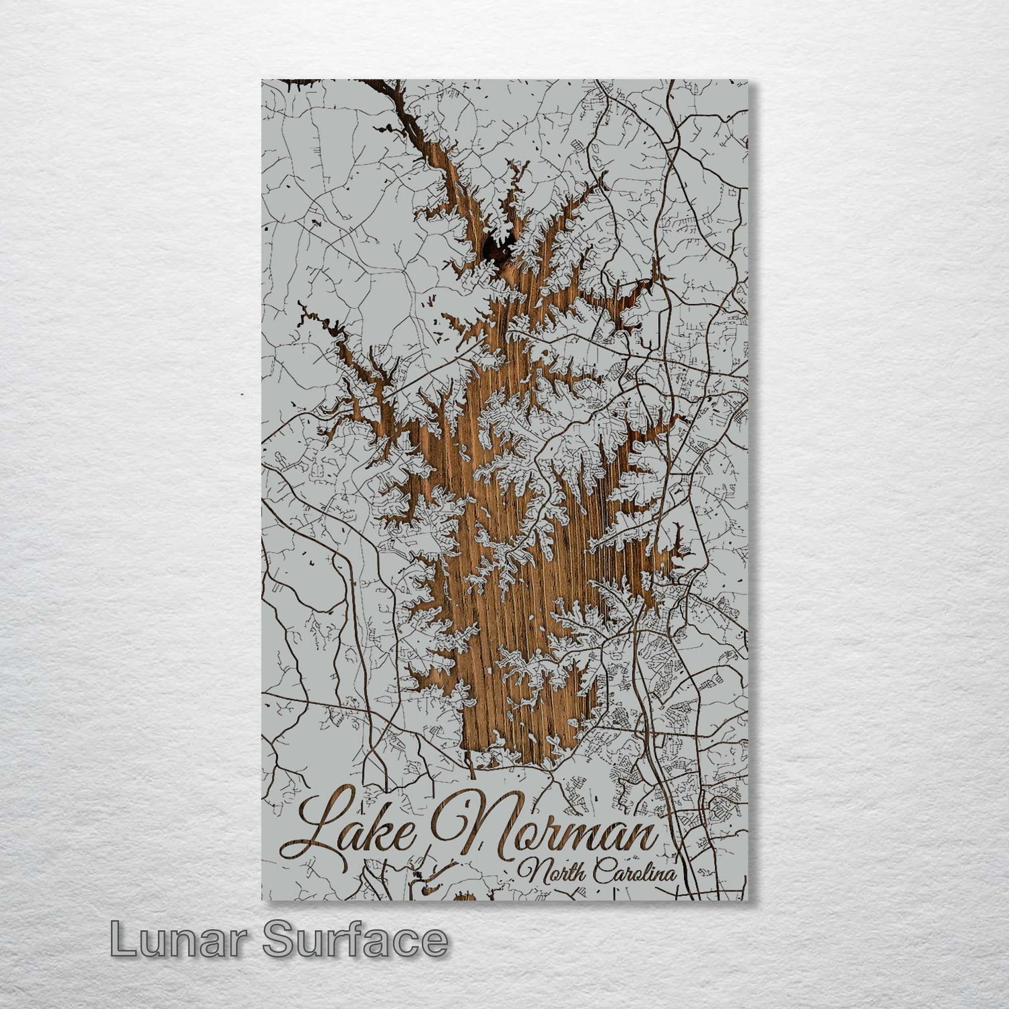 Lake Norman, NC - Street Map on Wood