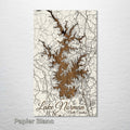Lake Norman, NC - Street Map on Wood