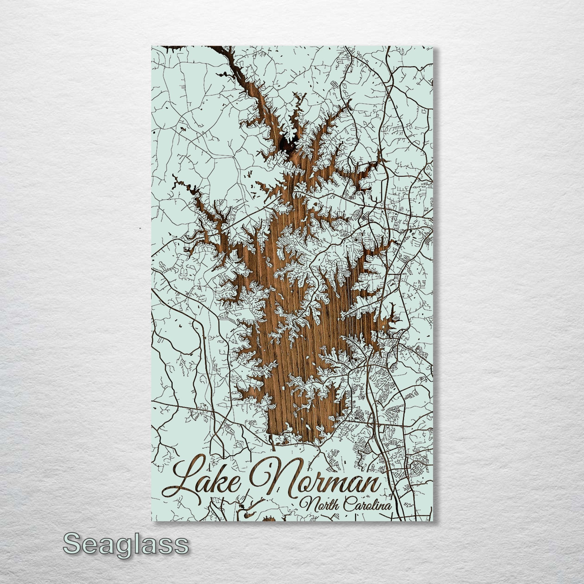 Lake Norman, NC - Street Map on Wood