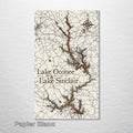 Lake Oconee & Lake Sinclair, GA - Street Map on Wood