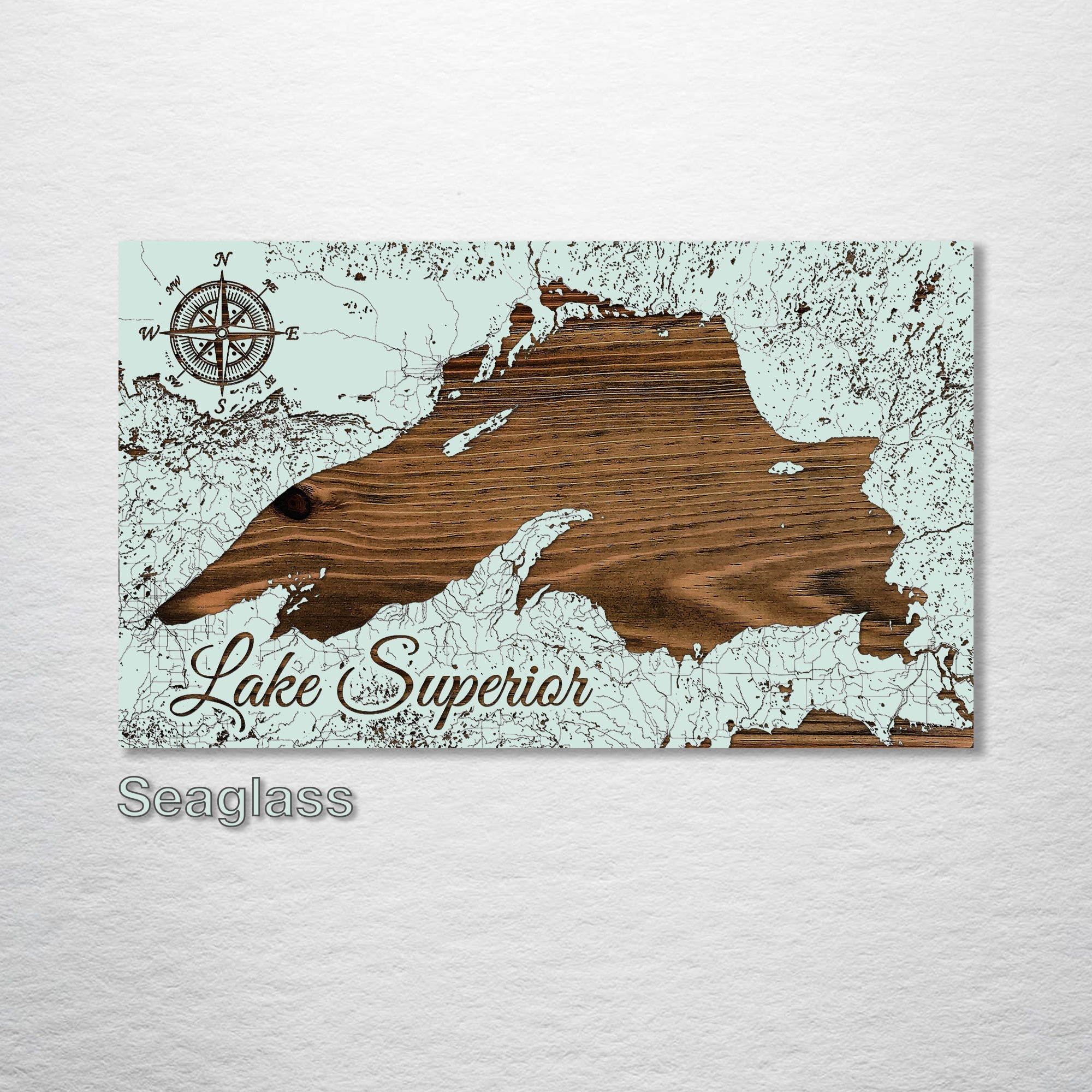 Lake Superior - Street Map on Wood