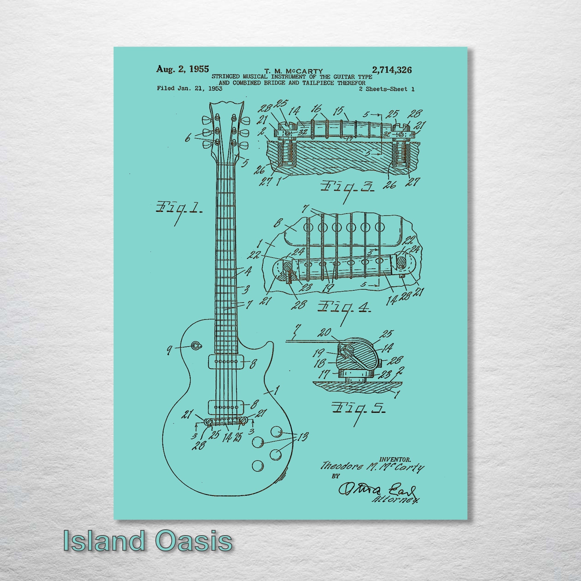 Les Paul Guitar - Patent on Wood