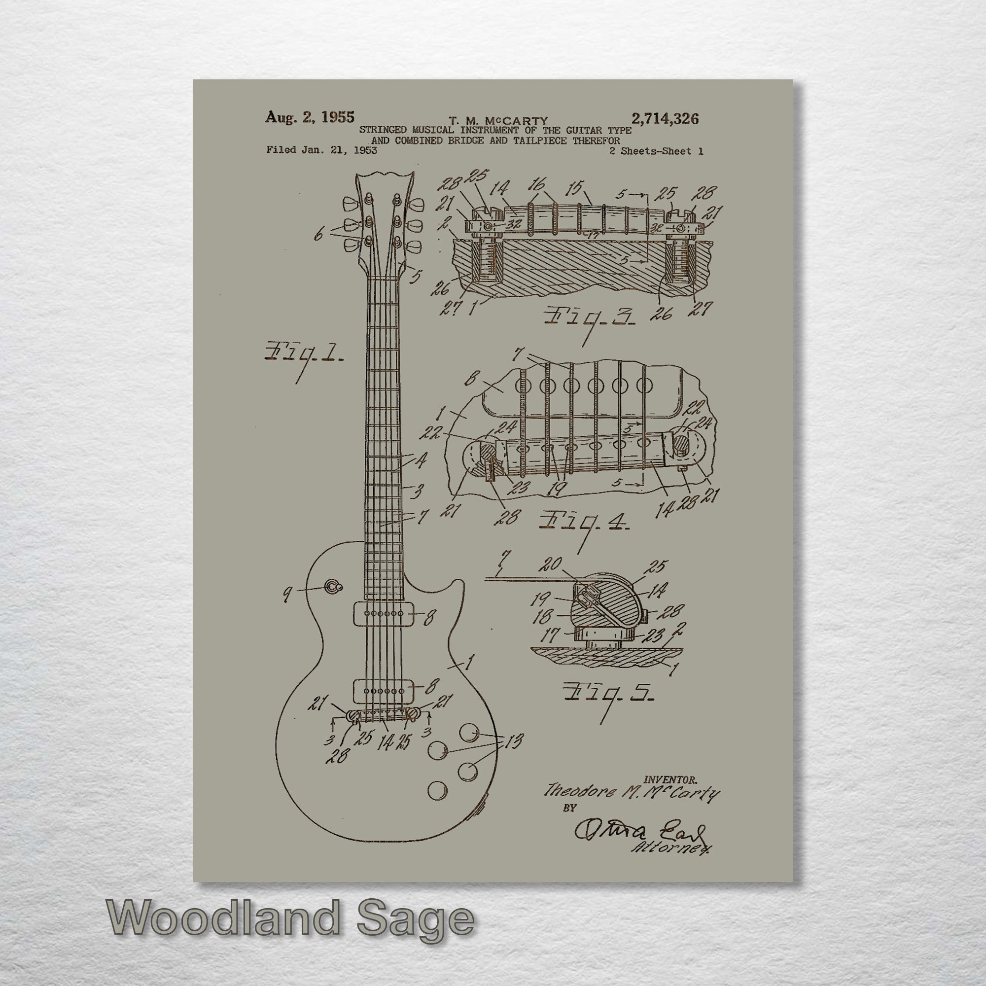 Les Paul Guitar - Patent on Wood