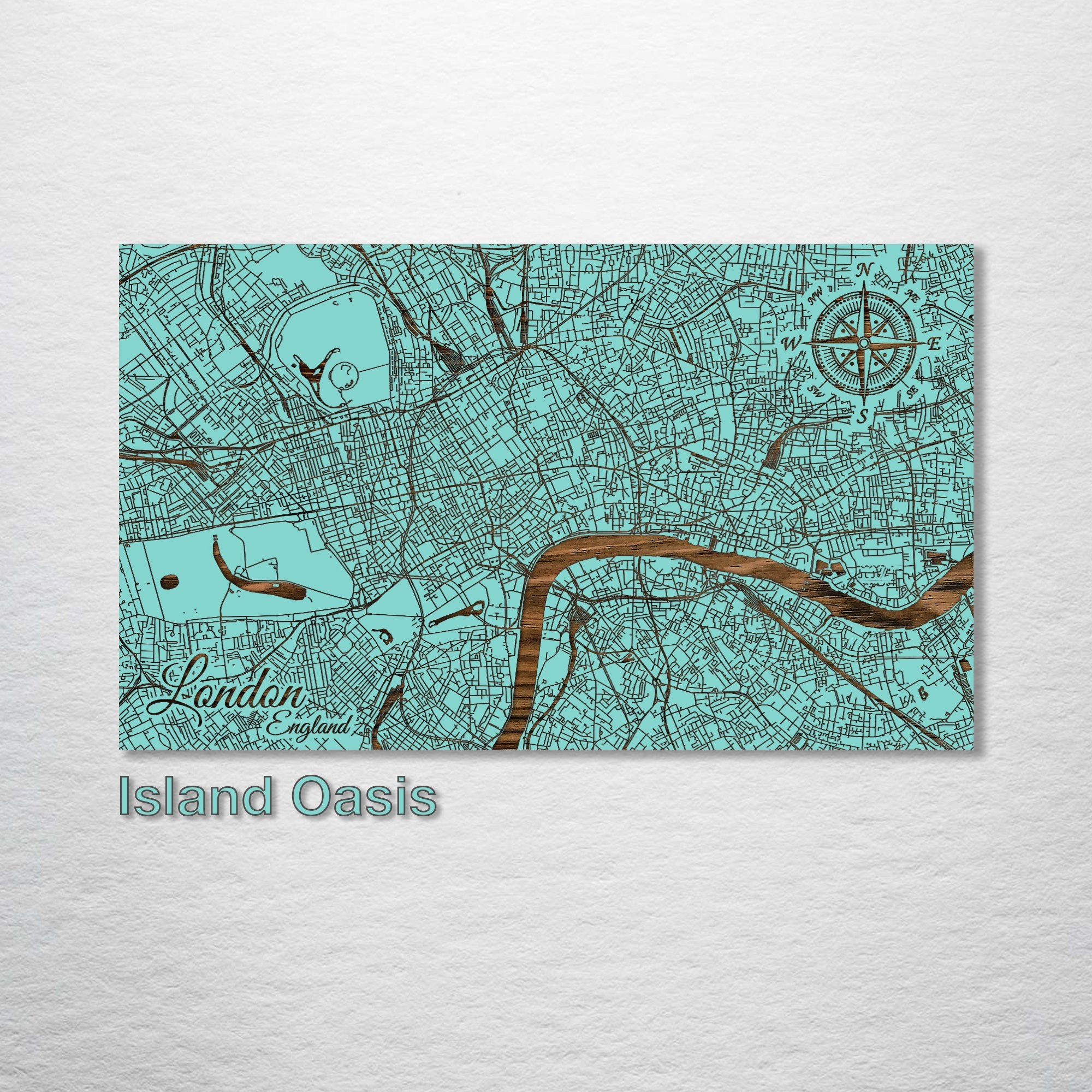 London, England - Street Map on Wood