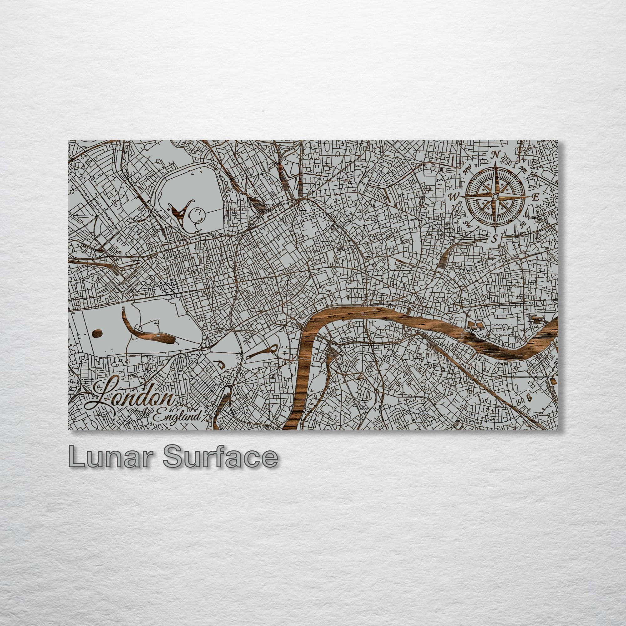 London, England - Street Map on Wood