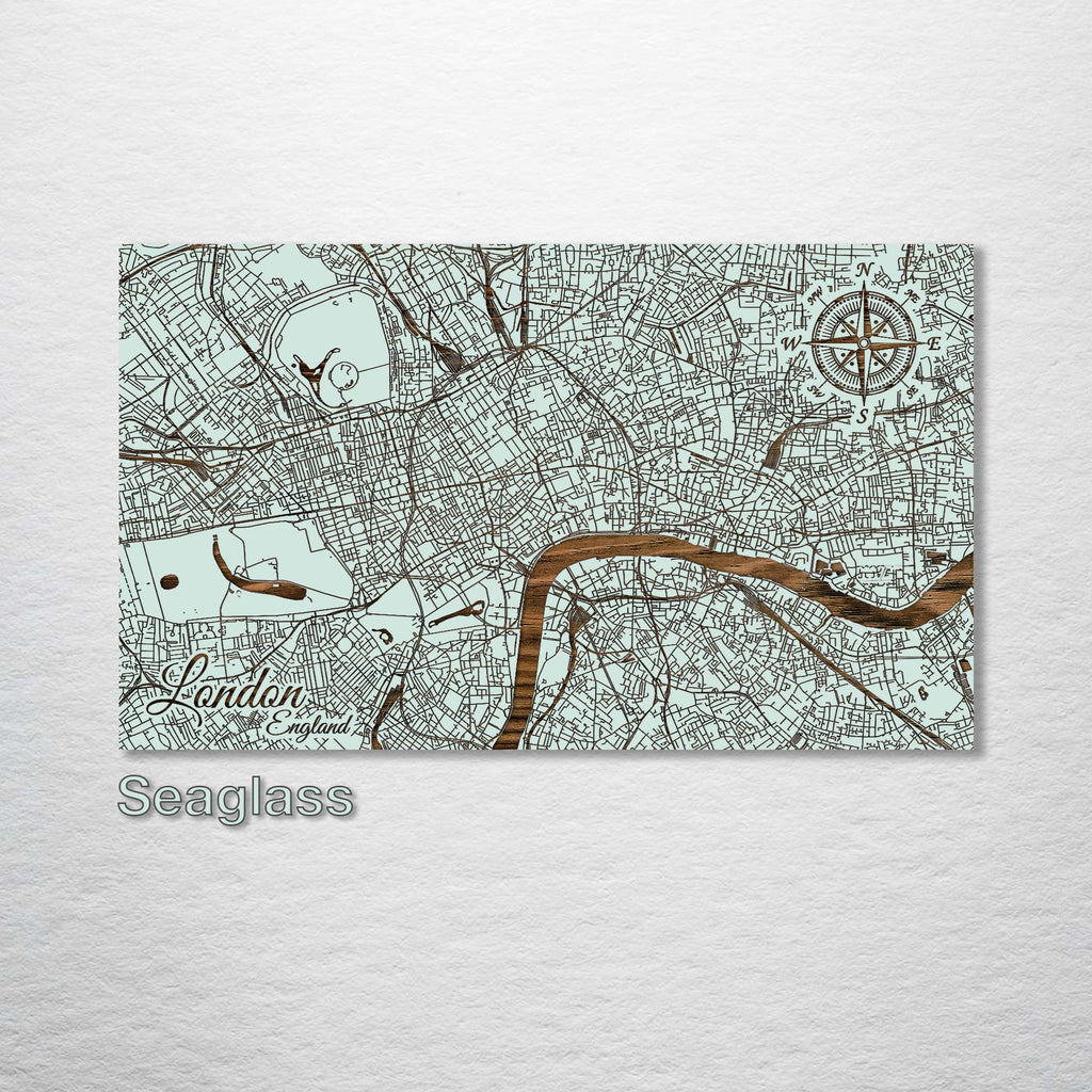 London, England - Street Map on Wood