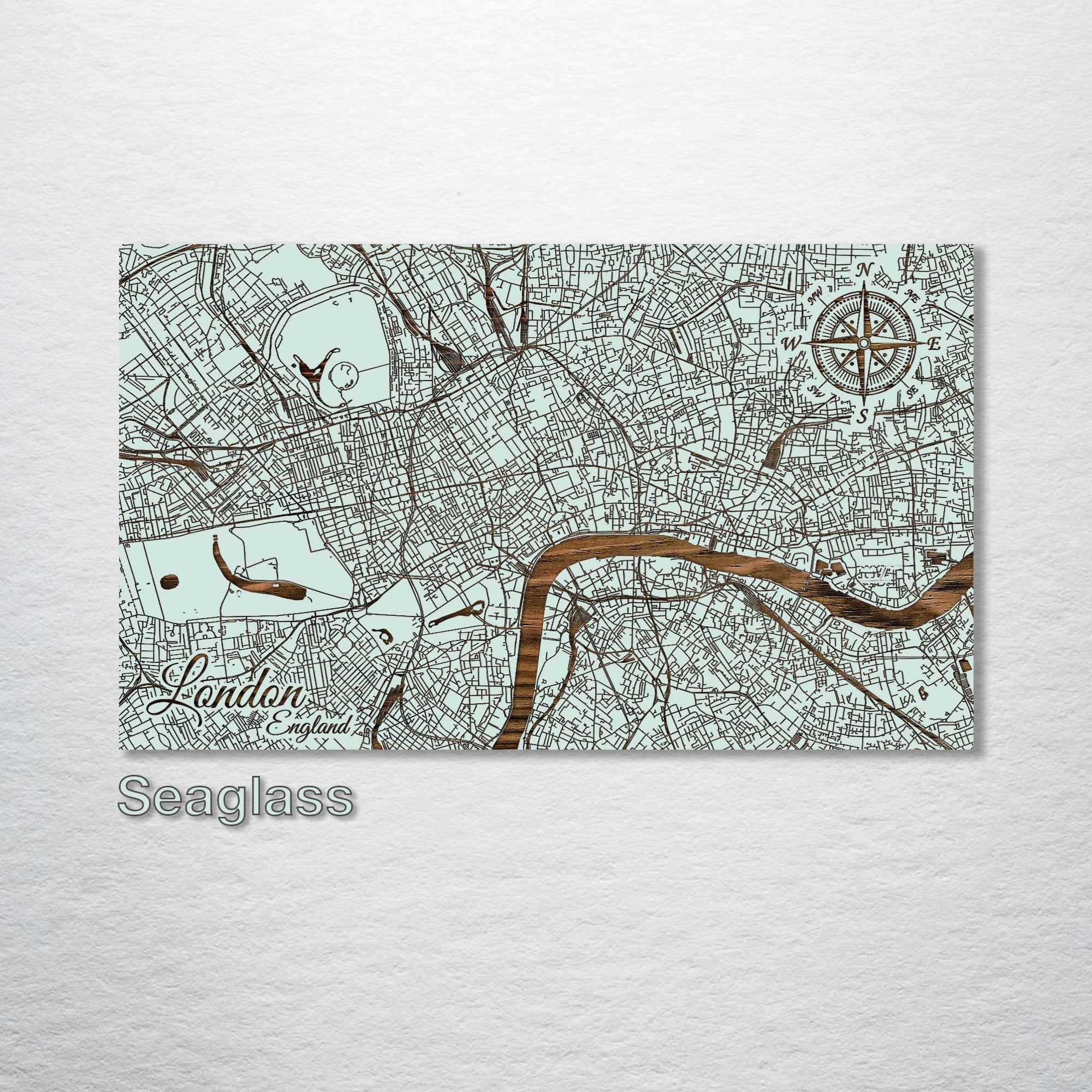 London, England - Street Map on Wood