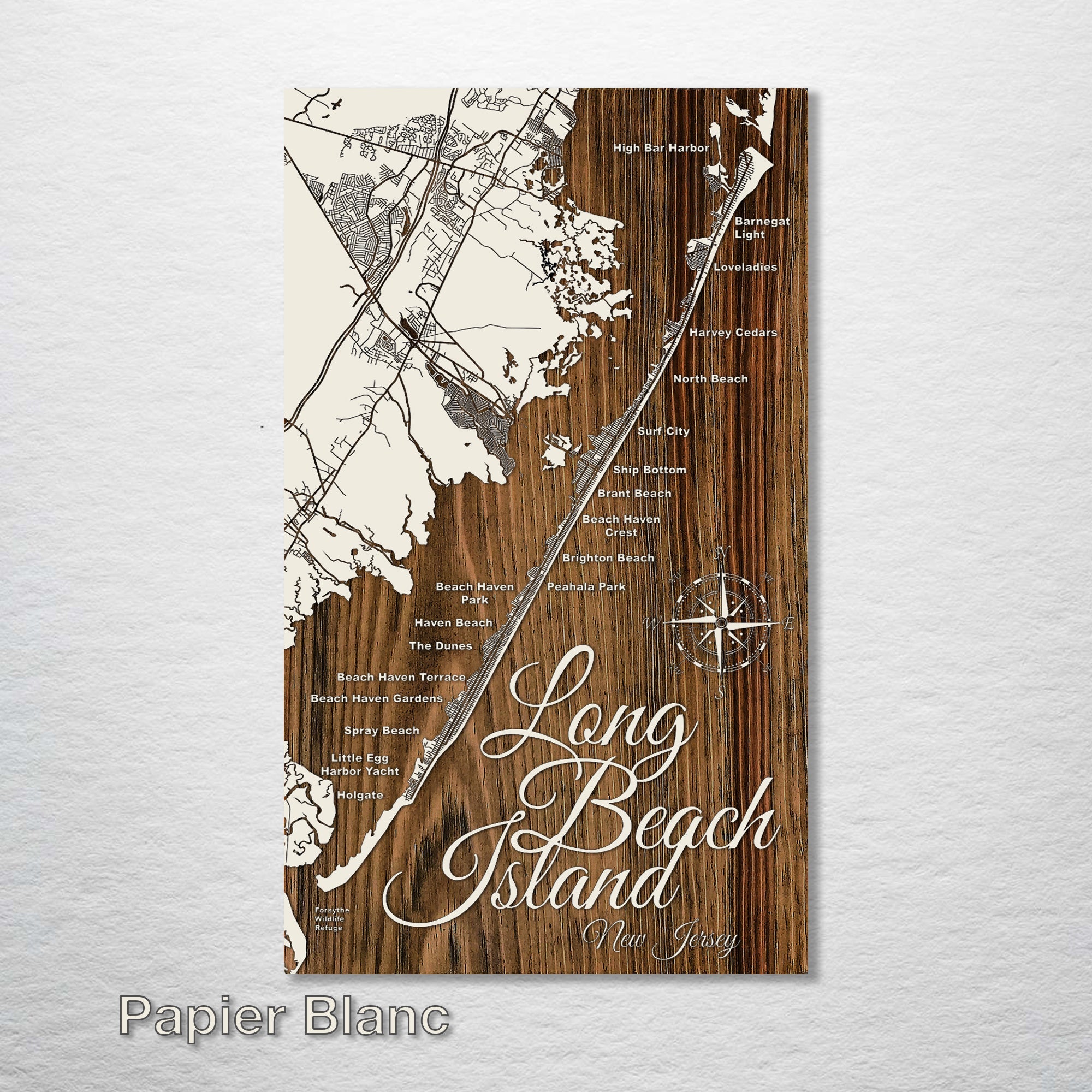 Long Beach Island, NJ Street Map on Wood – Get Gifty With It