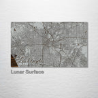 Los Angeles, CA - Street Map on Wood
