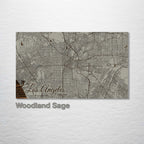 Los Angeles, CA - Street Map on Wood