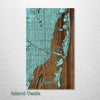 Miami, FL - Street Map on Wood