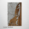 Miami, FL - Street Map on Wood