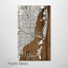 Miami, FL - Street Map on Wood