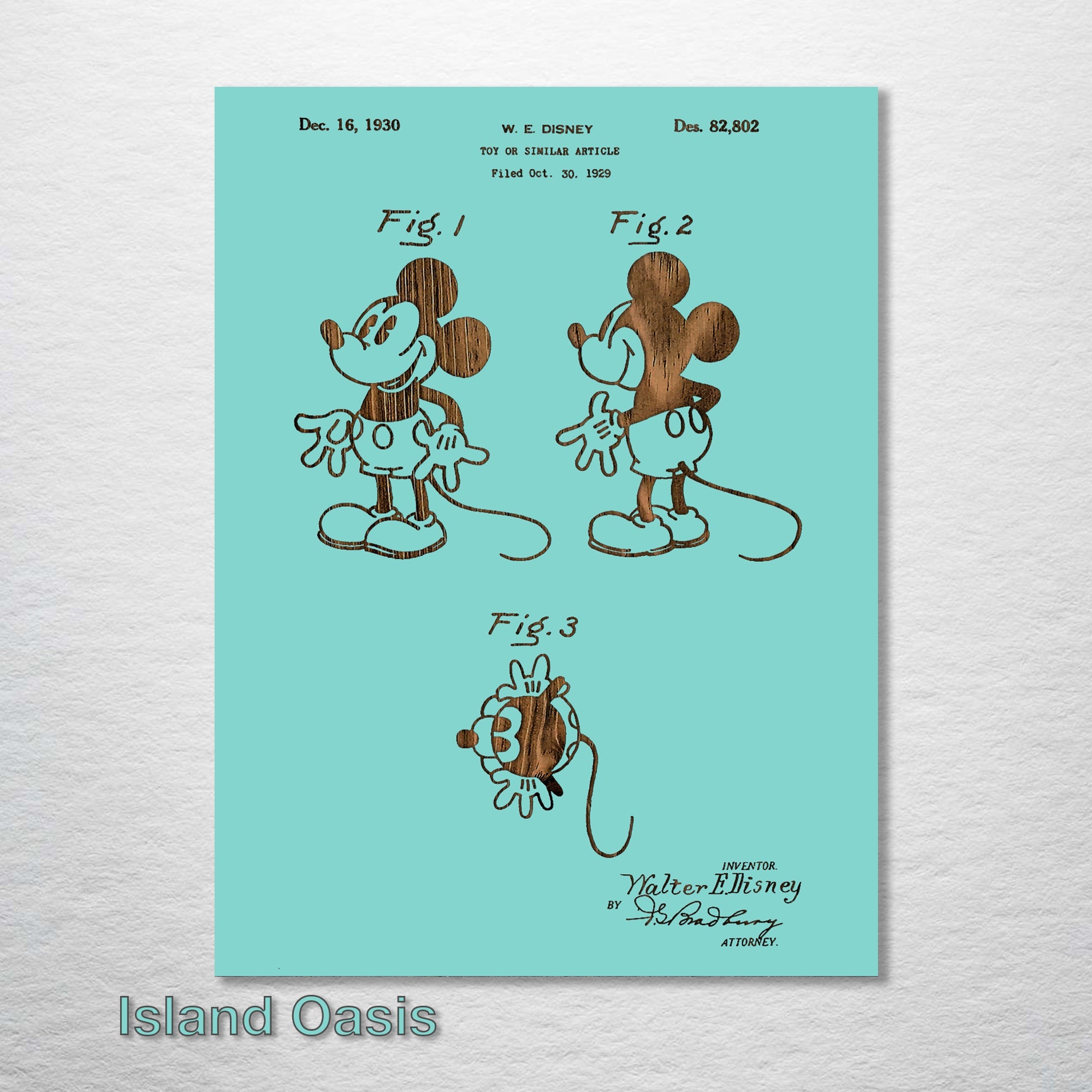 Mickey Mouse - Patent on Wood