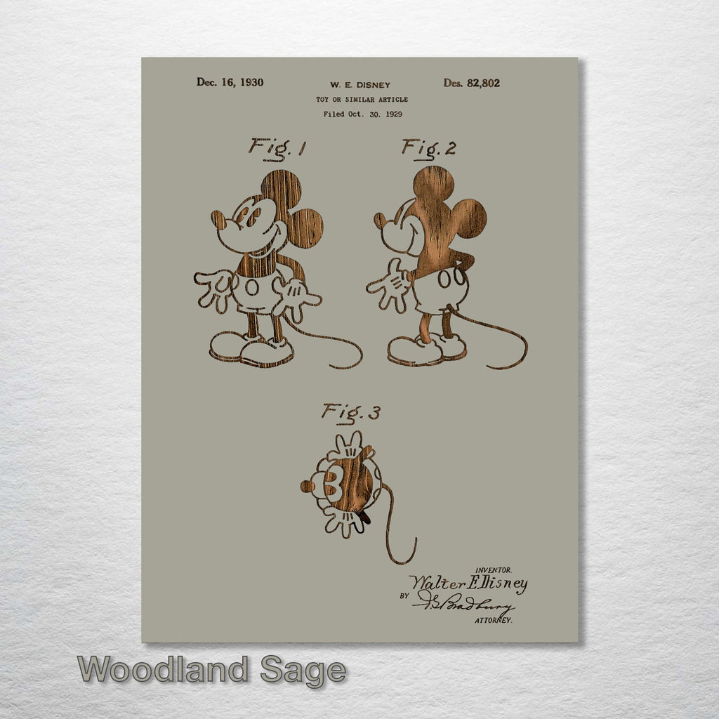 Mickey Mouse - Patent on Wood
