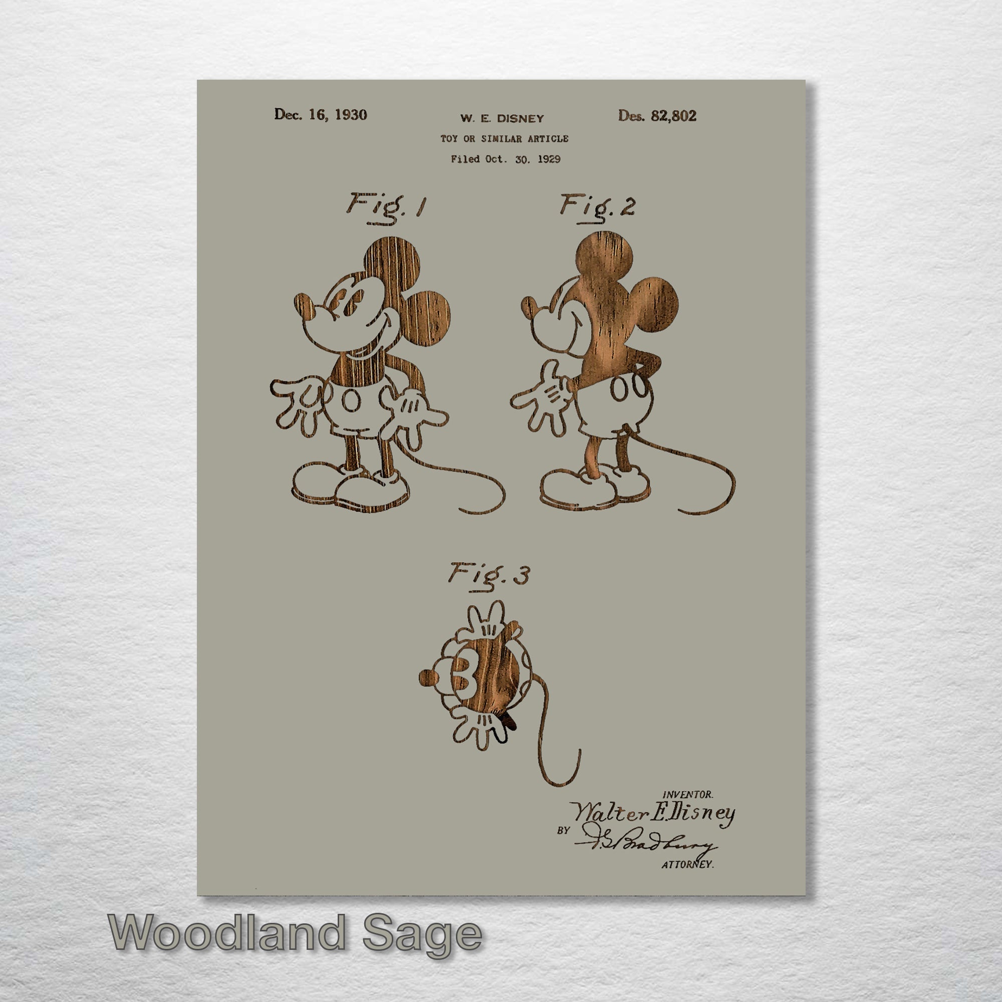 Mickey Mouse - Patent on Wood