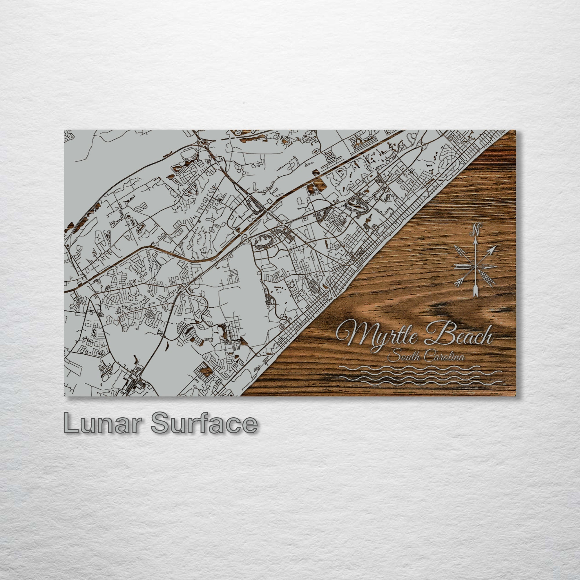 Myrtle Beach, SC - Street Map on Wood
