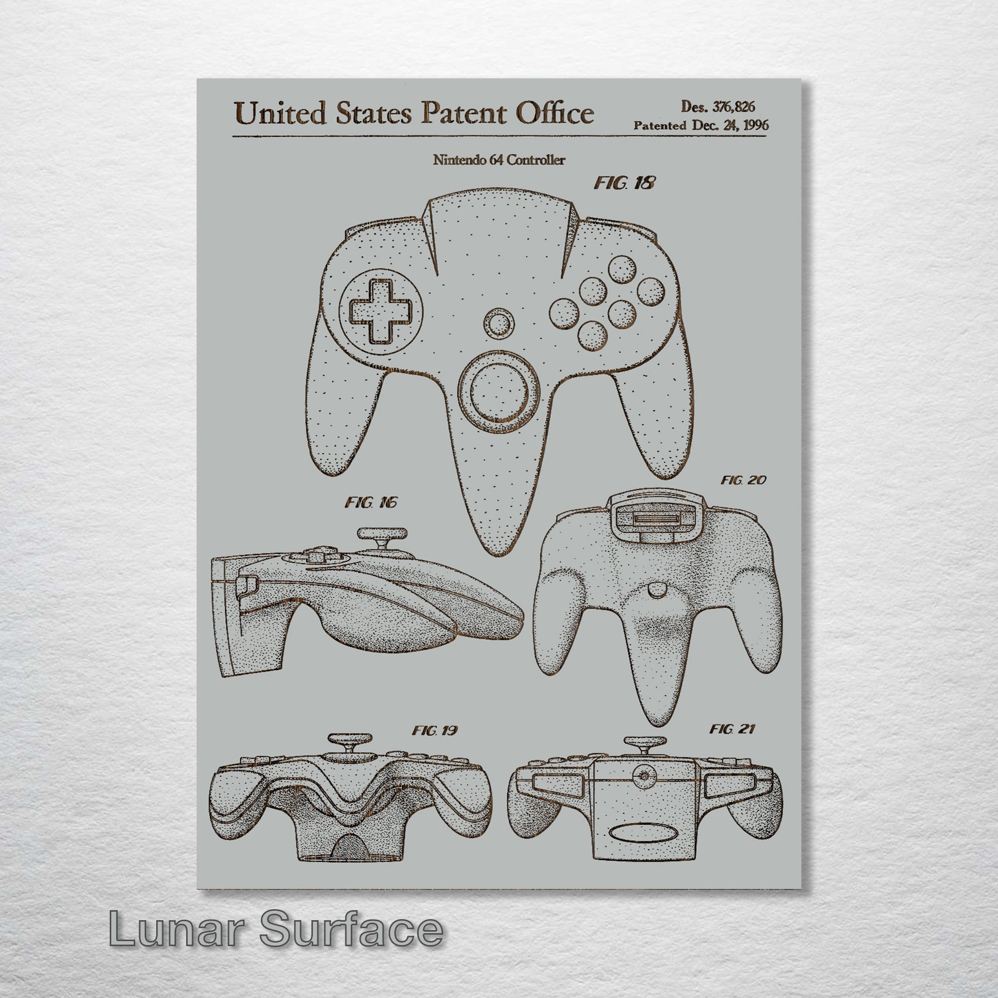 Nintendo 64 Controller - Patent on Wood