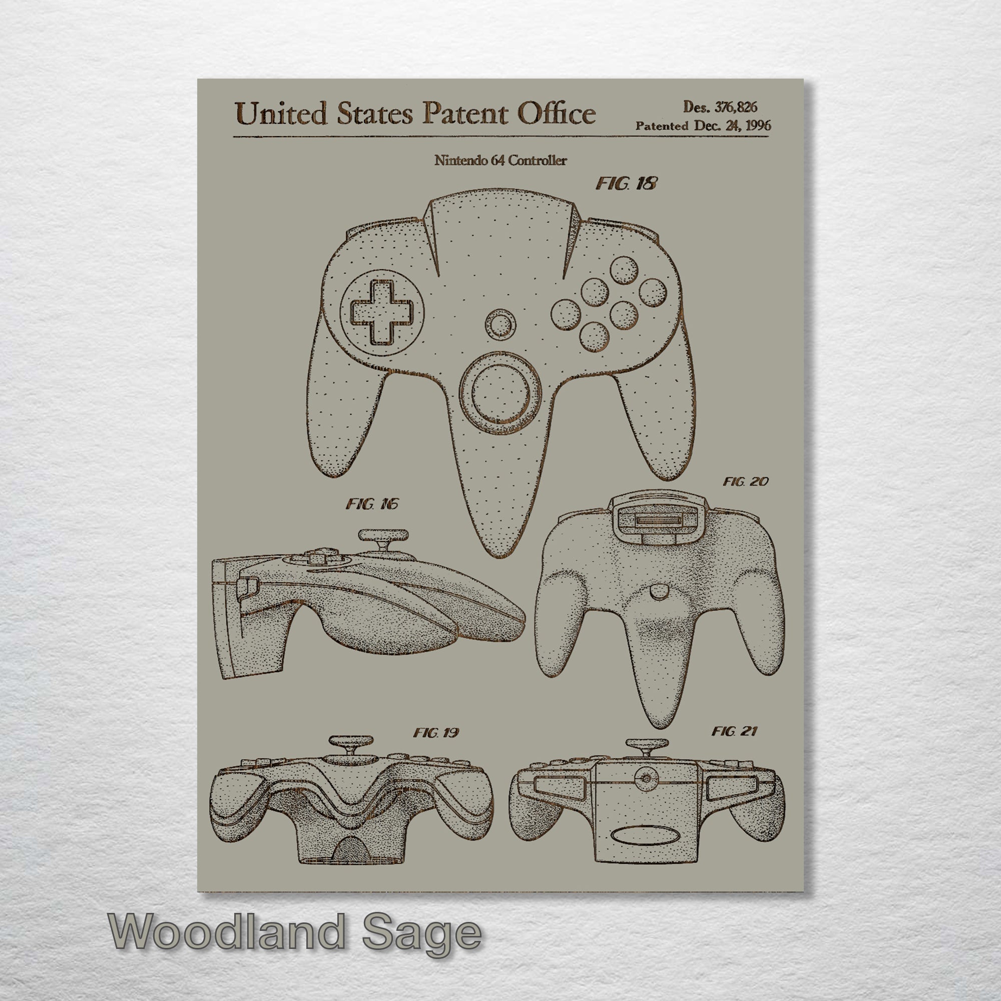 Nintendo 64 Controller - Patent on Wood