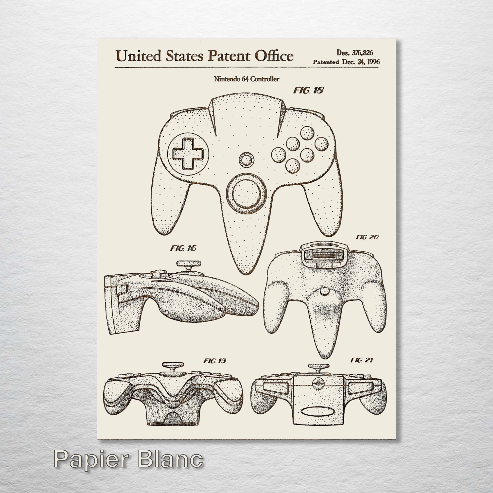 Nintendo 64 Controller - Patent on Wood