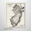 New Jersey 1812 - Historical Map on Wood
