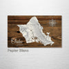 Oahu, Hawaii - Topographical Street Map on Wood
