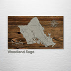 Oahu, Hawaii - Topographical Street Map on Wood