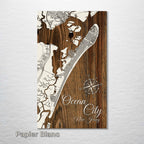 Ocean City, NJ - Street Map on Wood