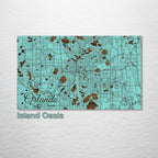 Orlando, FL - Street Map on Wood