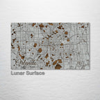 Orlando, FL - Street Map on Wood