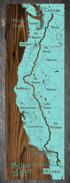 Pacific Crest Trail - Map on Wood