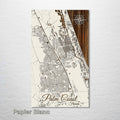 Palm Coast, FL - Street Map on Wood